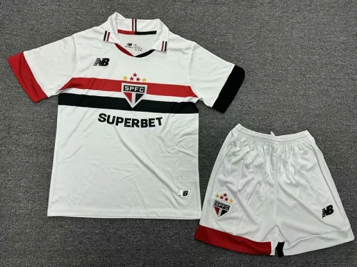 24-25 Sao Paulo Home Kids Soccer Jersey (带广告)