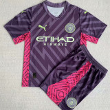 23-24 Man City Purple GoalKeeper Kids Soccer Jersey