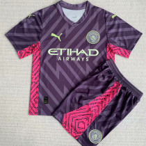 23-24 Man City Purple GoalKeeper Kids Soccer Jersey