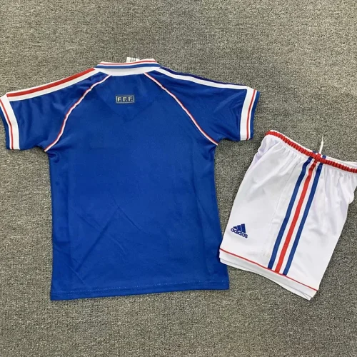 1998 France Home Kids Retro Soccer Jersey
