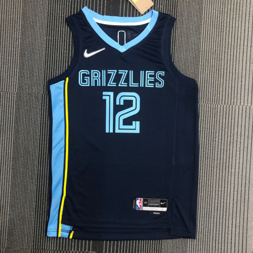 21-22 Grizzlies MORANT #12 Cyan 75th Anniversary Top Quality Hot Pressing NBA Jersey