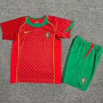 2004 Portugal Home Kids Retro Soccer Jersey