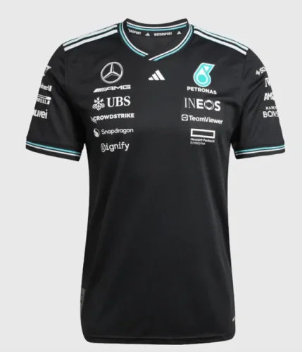 2025 Fl Mercedes Black T-Shirts Racing Suit(圆领)
