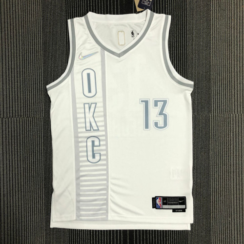 21-22 OKC GEORGE #13 White City Edition Top Quality Hot Pressing NBA Jersey