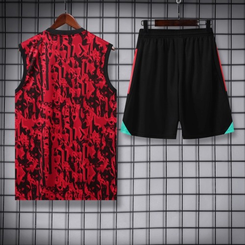 23-24 Man Utd Red Black Tank top and shorts suit