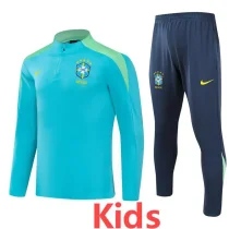 24-25 Brazil Green Kids Half Pull Tracksuit (童装)(半拉链)