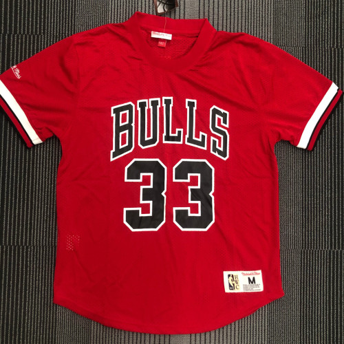 BULLS PIPPEN # 33 Red MitchellNess Retro Jerseys