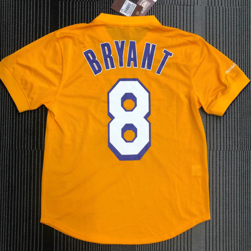 Lakers BRYANT # 8 Yellow MitchellNess Retro Jerseys