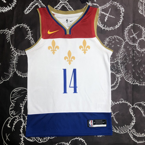 2020 Pelicans INGRAM #14 White City Edition Retro Top Quality Hot Pressing NBA Jersey