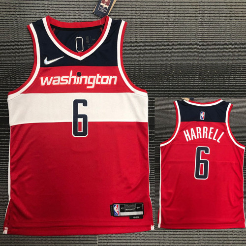 21-22 Wizards HARRELL #6 Red 75th Anniversary Top Quality Hot Pressing NBA Jersey