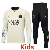 23-24 PSG Jordan Beige Kids Half Pull Tracksuit #E783 (童装)(半拉链)