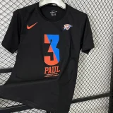 T189 OKC PAUL #3 Black High Quality Casual T-Shirt