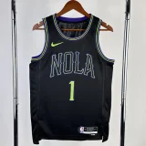 23-24 Pelicans MILLIAMSON #1 Black City Edition Top Quality Hot Pressing NBA Jersey