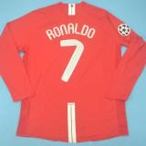 2007-2008 Man Utd home Red long sleeve Retro soccer jersey (长袖)(带胸前决赛字)