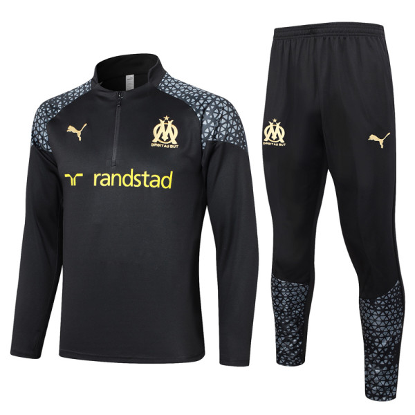 23-24 Marseille Black Half Pull Tracksuit #B735(半拉链)(金标)