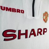 1998 Man Utd White Retro Retro Soccer Jersey