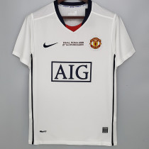 2008-2009 Man Utd Away White Retro Soccer Jersey (带决赛字)