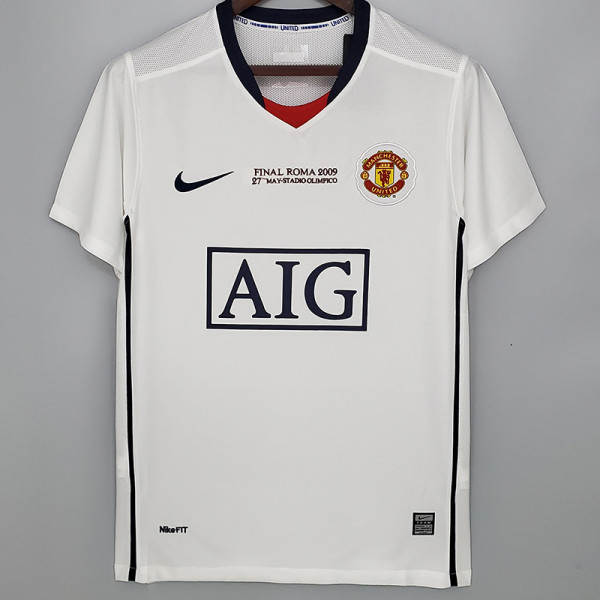 2008-2009 Man Utd Away White Retro Soccer Jersey (带决赛字)