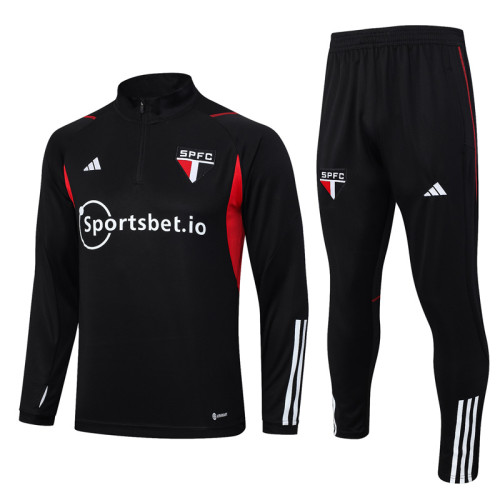 23-24 Sao Paulo Black Half Pull Tracksuit (半拉链) #B654