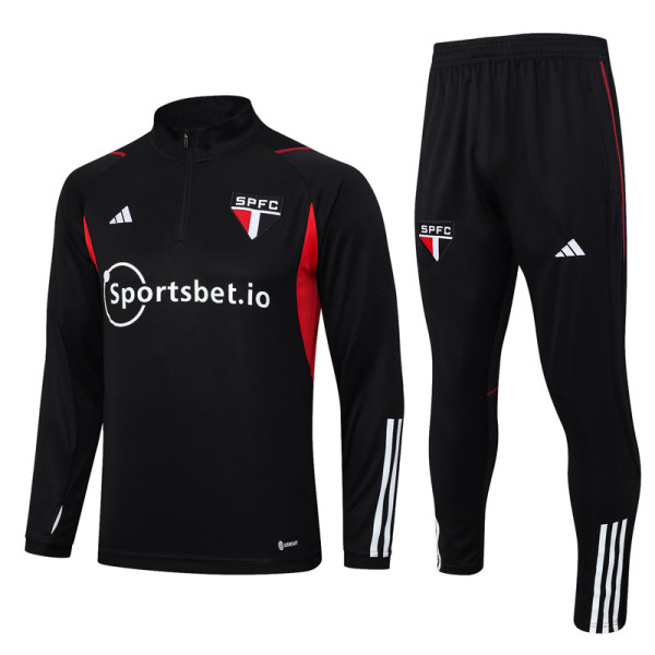 23-24 Sao Paulo Black Half Pull Tracksuit (半拉链) #B654