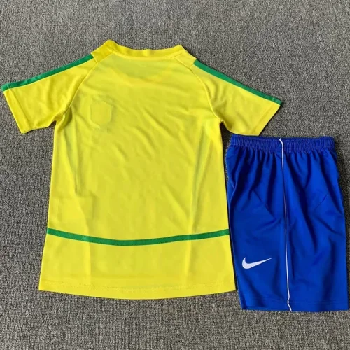 2002 Brazil Home Kids Retro Soccer Jersey