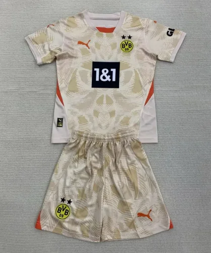 24-25 Dortmund Earthy Yellow GoalKeeper Kids Soccer Jersey