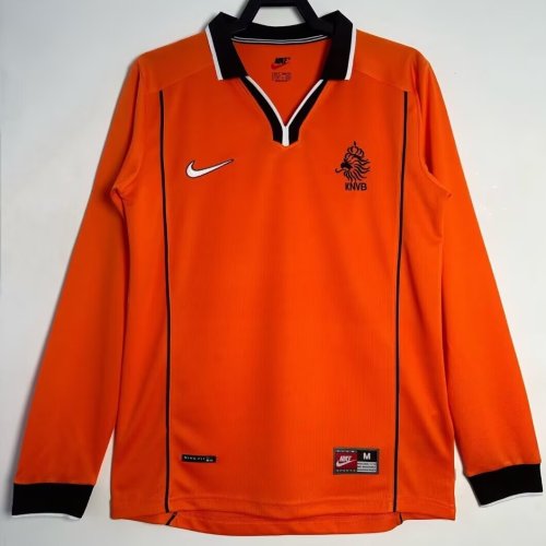 1998 Netherlands Home Long Sleeve Retro Soccer Jersey (长袖)