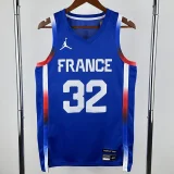 2024 Olympic Game France WEMBANYAMA # 32 Blue Basketball Jersey