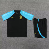 23-24 INT Black Training Short Suit (蓝袖）