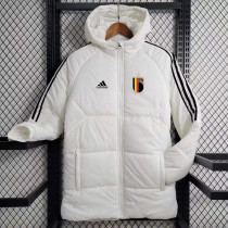 23-24 Belgium White Hooded Cotton Coat Black Edge (黑色边) 棉衣