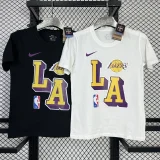 T133 Lakers Black 75th Anniversary High Quality Casual T-Shirt