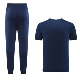 2023 PM Royal Blue Short-sleeved Trouser Suit #PJ01