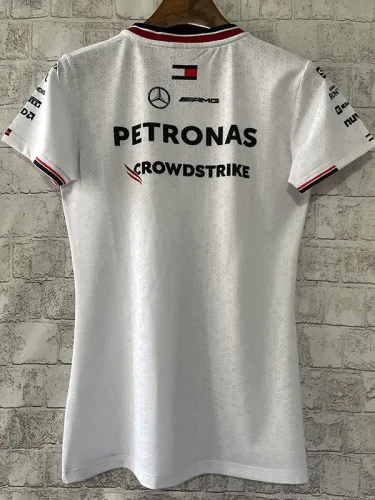 2024 F1 Formula One Mercedes Women White Racing Suit (女) 圆领