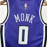 24-25 KINGS MONK #0 Purple Retro Top Quality Hot Pressing NBA Jersey(V领）