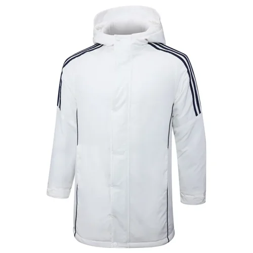 24-25 White Hooded Windbreaker Fabric Cotton Coat #G228光板