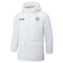 24-25 Napoli White Hooded Windbreaker Fabric Cotton Coat #G237