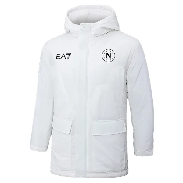 24-25 Napoli White Hooded Windbreaker Fabric Cotton Coat #G237
