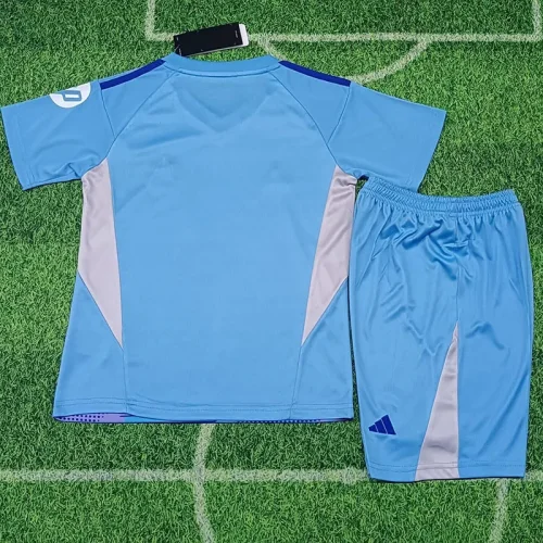24-25 RMA Bllue GoalKeeper Kids Soccer Jersey (带袖广告)