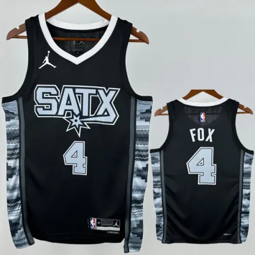 22-23 SA Spurs FOX #4 Black Top Quality Hot Pressing NBA Jersey (Trapeze Edition)飞人版