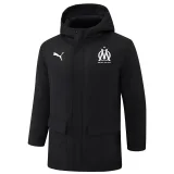24-25 Marseille Black Hooded Windbreaker Fabric Cotton Coat #G249(白标)