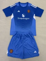 25-26 Man Utd Blue GoalKeeper Kids Soccer Jersey