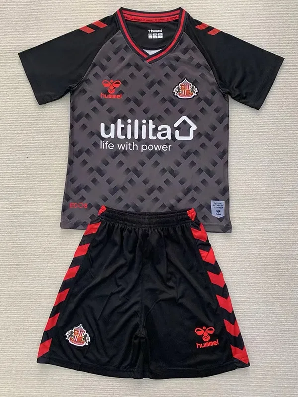 24-25 Sunderland Grey Black GoalKeeper Kids Soccer Jersey