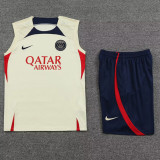 23-24 PSG Beige Tank top and shorts suit