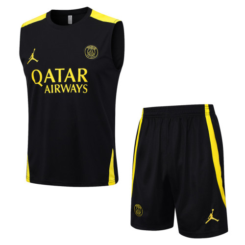 23-24 PSG Jordan Black Tank top and shorts suit #D779