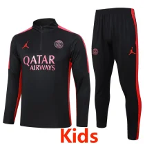 23-24 PSG Jordan Black Kids Half Pull Tracksuit #E792 (童装)(半拉链)