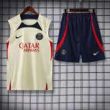 23-24 PSG Beige Tank top and shorts suit