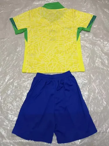 2024 Brazil Home Kids Soccer Jersey