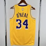 22-23 LAKERS O'NEAL #34 Yellow Top Quality Hot Pressing NBA Jersey(圆领)