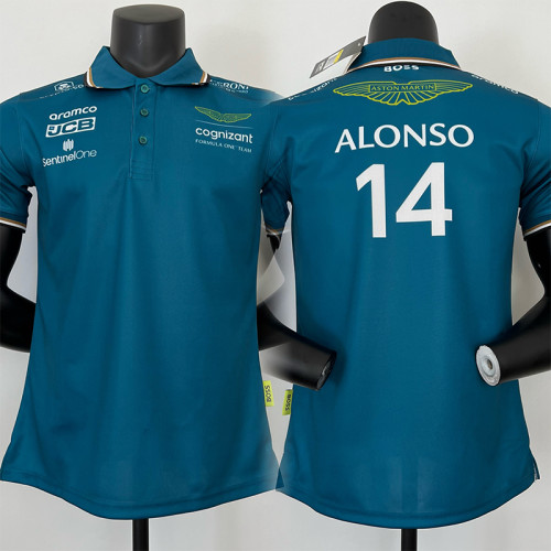 2023 F1 Aston Martin #14 Polo Green Racing Suit(有领14号车)