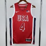 2024 Olympic Game USA CURRY # 4 Red Basketball Jersey